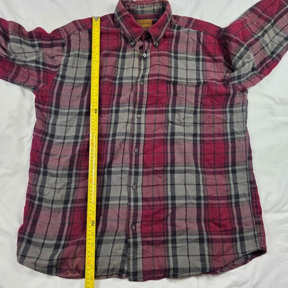 St. Johns Bay Mens XLT Red Plaid Flannel Long Sleeve Button Up Shirt Winter Warm - Picture 9 of 10
